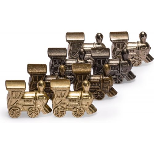  [아마존베스트]Yellow Mountain Imports Mexican Train Dominoes Accessory Set (Wooden Hub Centerpiece, Metal Train Markers, and Scorepad)