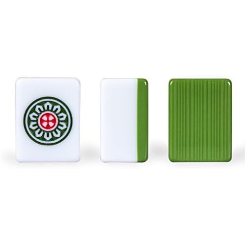  [아마존베스트]Yellow Mountain Imports Professional Chinese Mahjong Game Set - Double Happiness (Green) - with 146 Medium Size Tiles, 3 Dice and a Wind Indicator - for Chinese Style Game Play