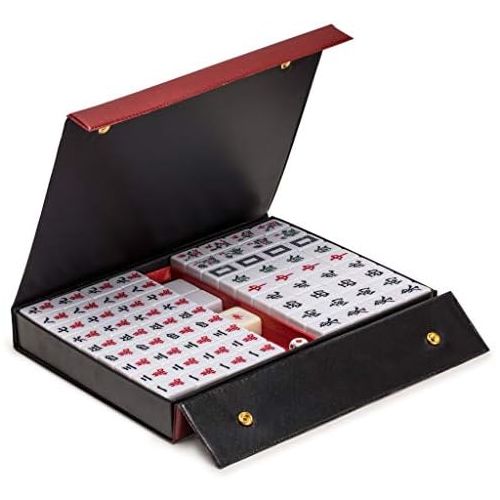  [아마존베스트]Yellow Mountain Imports Professional Chinese Mahjong Game Set - Double Happiness (Green) - with 146 Medium Size Tiles, 3 Dice and a Wind Indicator - for Chinese Style Game Play