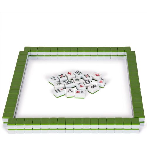  [아마존베스트]Yellow Mountain Imports Professional Chinese Mahjong Game Set - Double Happiness (Green) - with 146 Medium Size Tiles, 3 Dice and a Wind Indicator - for Chinese Style Game Play