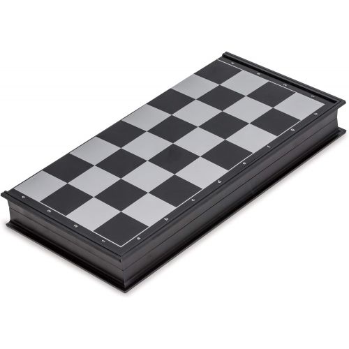 [아마존베스트]Yellow Mountain Imports Large 2-in-1 Travel Magnetic Chess & Checkers Board Game Set - 14 Inches