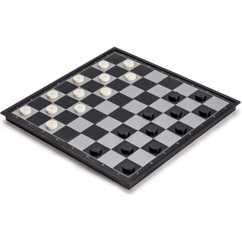 [아마존베스트]Yellow Mountain Imports Large 2-in-1 Travel Magnetic Chess & Checkers Board Game Set - 14 Inches