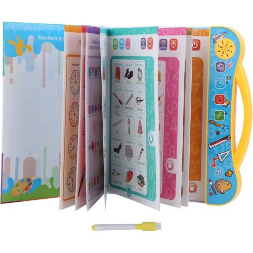  [아마존베스트]Yencoly Preschool Spanish Exquisite ABC Sound Book, Talking Books, Electronic Letters Learning for Kids Above 3 Years Old(Yellow)