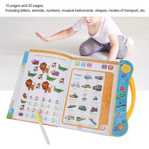  [아마존베스트]Yencoly Preschool Spanish Exquisite ABC Sound Book, Talking Books, Electronic Letters Learning for Kids Above 3 Years Old(Yellow)