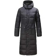 Yeokou Mens Winter Heavy Weight Puffer Hooded Maxi Long Parka Down Jacket Coat