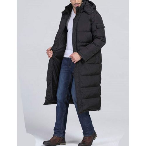  Yeokou Mens Winter Heavy Weight Puffer Hooded Maxi Long Parka Down Jacket Coat
