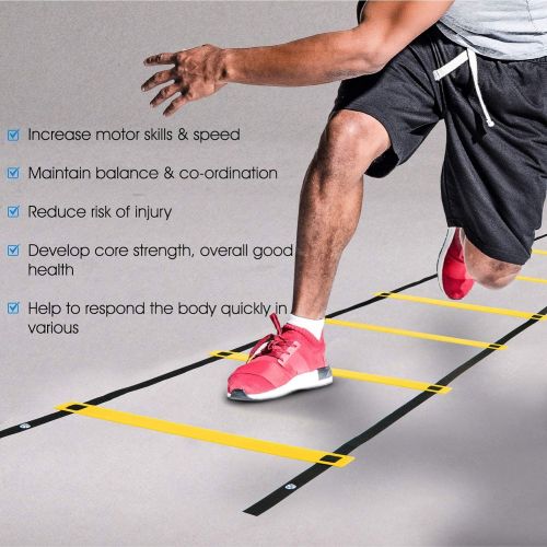  Yes4All Agility Ladder with Carry Bag Footwork Ladder - Multi Choices: 8, 12, 20 Rung and Combo with Agility Cones