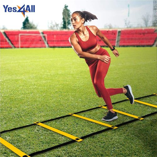  Yes4All Agility Ladder with Carry Bag Footwork Ladder - Multi Choices: 8, 12, 20 Rung and Combo with Agility Cones