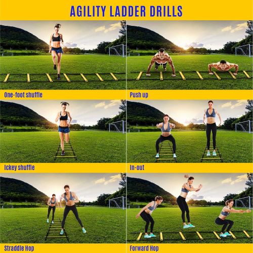  Yes4All Agility Ladder with Carry Bag Footwork Ladder - Multi Choices: 8, 12, 20 Rung and Combo with Agility Cones