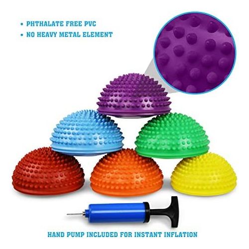  Yes4All Hedgehog Balance Pods with Hand Pump  Multiple Colors (Set of 6)