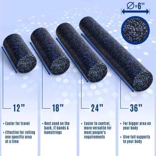  Yes4All High-Density Foam Roller/Round Foam Roller - EPP Foam Roller for Back, Physical Therapy, Exercises, Deep Tissue Muscle Massage (4 Sizes)