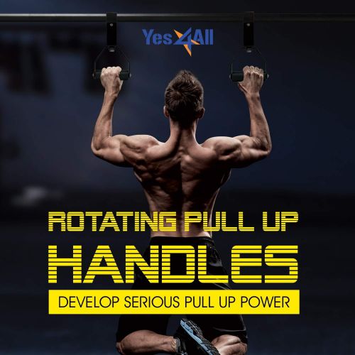  Yes4All Rotating Pull Up Handles - Non Slip & Foam Grips - Support up to 300 lbs (Pair)