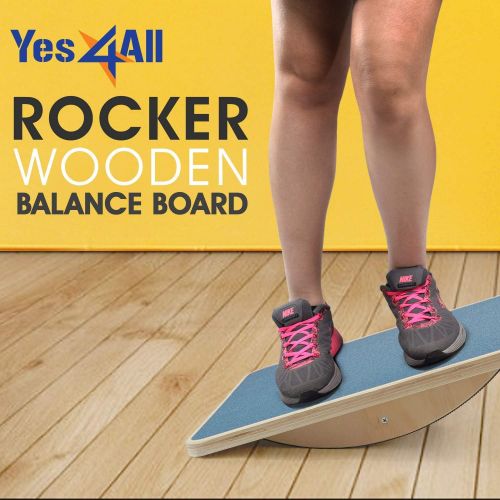  Yes4All Professional Rocker Wooden Balance Board | 17.5” Rocker Board Supports up to 350lbs