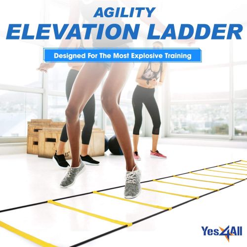  Yes4All Agility Elevation Ladder  12 Rung Agility Ladder Hurdles/Speed Ladder Hurdles  Nylon Carrying Bag Included