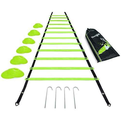  Yes4All Ultimate Combo Agility Ladder Training Set with Agility Ladder 12 Rungs & 12 Agility Cones, Agility Combo Speed Ladder and Balance Training Footwork for All Ages, Included