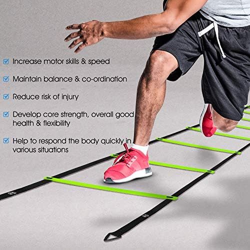  Yes4All Ultimate Combo Agility Ladder Training Set with Agility Ladder 12 Rungs & 12 Agility Cones, Agility Combo Speed Ladder and Balance Training Footwork for All Ages, Included