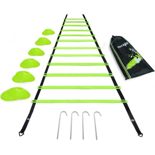  Yes4All Ultimate Combo Agility Ladder Training Set with Agility Ladder 12 Rungs & 12 Agility Cones, Agility Combo Speed Ladder and Balance Training Footwork for All Ages, Included