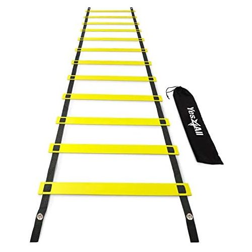  Yes4All Ultimate Agility Ladder Speed Training Equipment - 8, 12, 20 Rungs with Multi Colors - Speed Ladder for Kids and Adults - Included Carry Bag