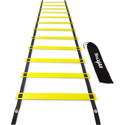  Yes4All Ultimate Agility Ladder Speed Training Equipment - 8, 12, 20 Rungs with Multi Colors - Speed Ladder for Kids and Adults - Included Carry Bag