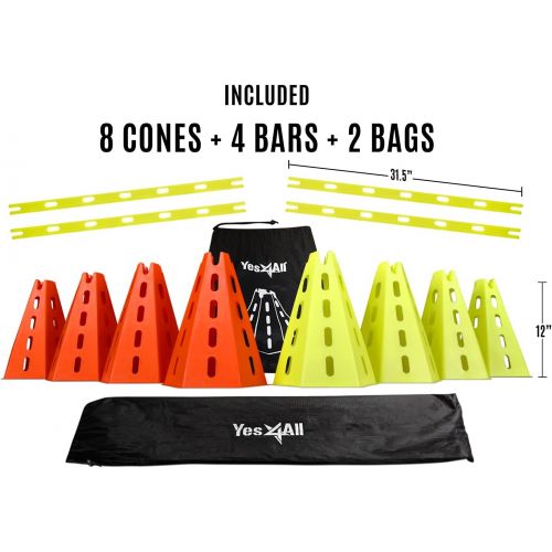  Yes4All Speed Agility Hurdles Cone Set, Dog Agility Obstacle Training, Pet Outdoor Games, Agility Training Equipment for Kids and Adults with Carry Bag