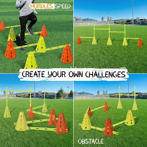  Yes4All Speed Agility Hurdles Cone Set, Dog Agility Obstacle Training, Pet Outdoor Games, Agility Training Equipment for Kids and Adults with Carry Bag