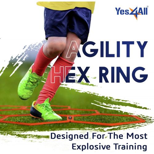  Yes4All Ultimate Agility Rings/Speed Rings with 6, 12 rungs Agility Hexagon Ring & 8 rungs Agility Octagon, Agility Hurdles for Agility Footwork Training, Included Carry Bag