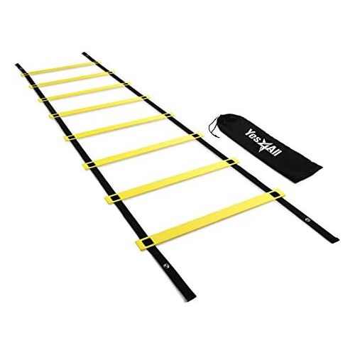  Yes4All Ultimate Agility Ladder Speed Training Equipment - 8, 12, 20 Rungs with Multi Colors - Speed Ladder for Kids and Adults - Included Carry Bag