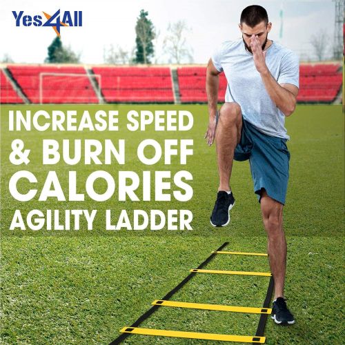  Yes4All Ultimate Agility Ladder Speed Training Equipment - 8, 12, 20 Rungs with Multi Colors - Speed Ladder for Kids and Adults - Included Carry Bag