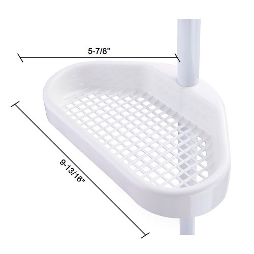  YesHom 5-Tier White Plastic Tension Bathroom Corner Shelf Bath Shower Caddy Pole Storage Rack Tower Organizer Basket