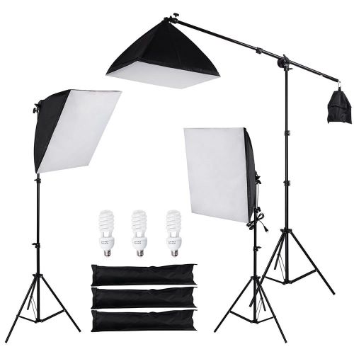  Yescom 3x 22 Photography Softbox Video Boom Arm Lighting Kit Photo Studio Camera Shooting with 3 x Tripod Stands