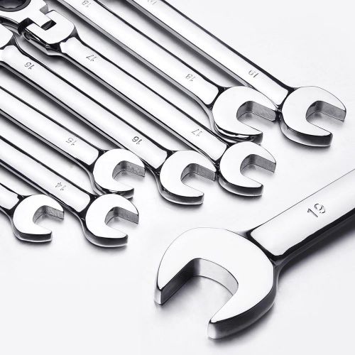  Yescom 12pc 8-19mm Metric Flexible Head Ratcheting Wrench Combination Spanner Tool Set