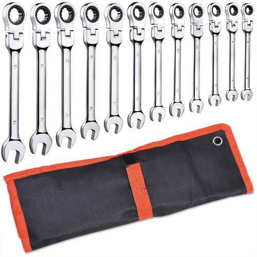  Yescom 12pc 8-19mm Metric Flexible Head Ratcheting Wrench Combination Spanner Tool Set