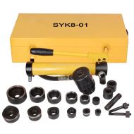 Yescom Pneumatic 10 Ton Hydraulic Knockout Punch Hole Driver Kit Complete Tool Set with 6 Dies