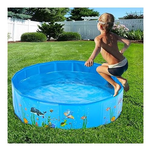  Yescom Foldable Dog Pool Hard Swimming Pool Kiddie Pet Cooling Bathing Tub Backyard Outdoor Splashing 63in