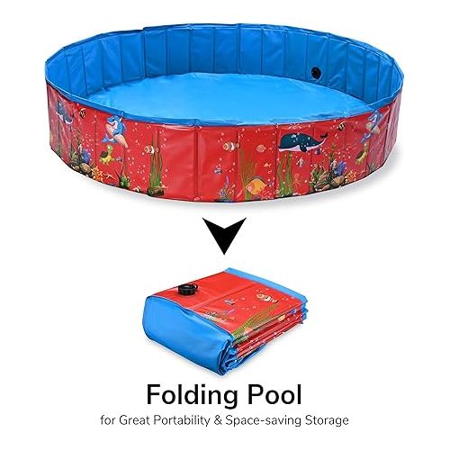  Yescom Foldable Dog Pool Hard Swimming Pool Kiddie Pet Cooling Bathing Tub Backyard Outdoor Splashing 63in