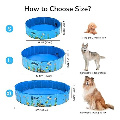  Yescom Foldable Dog Pool Hard Swimming Pool Kiddie Pet Cooling Bathing Tub Backyard Outdoor Splashing 63in