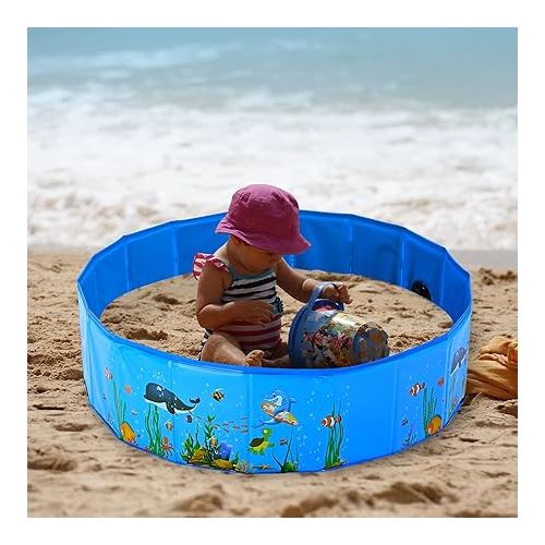  Yescom Foldable Dog Pool Hard Swimming Pool Kiddie Pet Cooling Bathing Tub Backyard Outdoor Splashing 63in