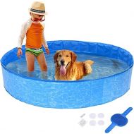 Yescom Foldable Dog Pool Hard Plastic Swimming Pool Kiddie Pet Bathing Tub Outdoor Wading Splashing 63in