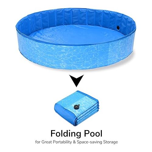  Yescom Foldable Dog Pool Hard Plastic Swimming Pool Kiddie Pet Bathing Tub Outdoor Wading Splashing 63in