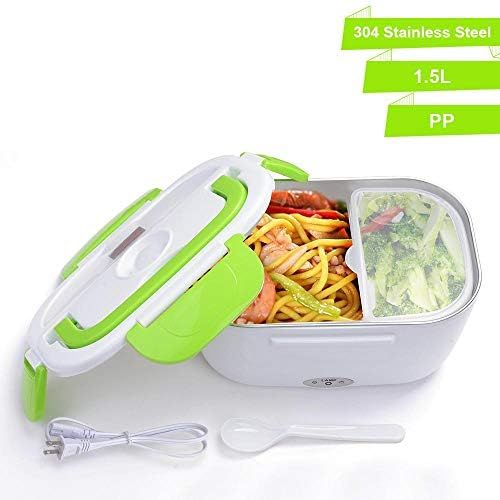  [아마존베스트]Yescom 1.5L Portable Electric Heating Lunch Box Food Storage Warmer w/Stain Steel & PP Removable Container Green