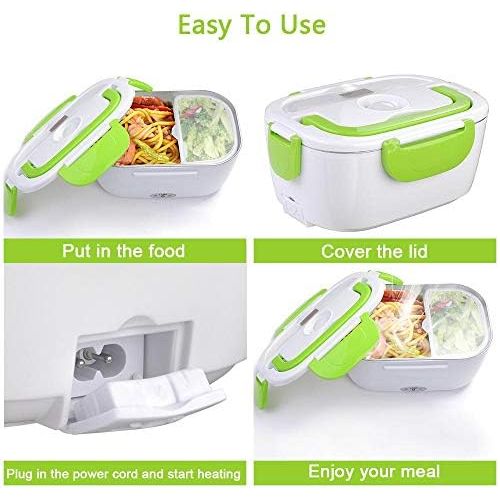  [아마존베스트]Yescom 1.5L Portable Electric Heating Lunch Box Food Storage Warmer w/Stain Steel & PP Removable Container Green