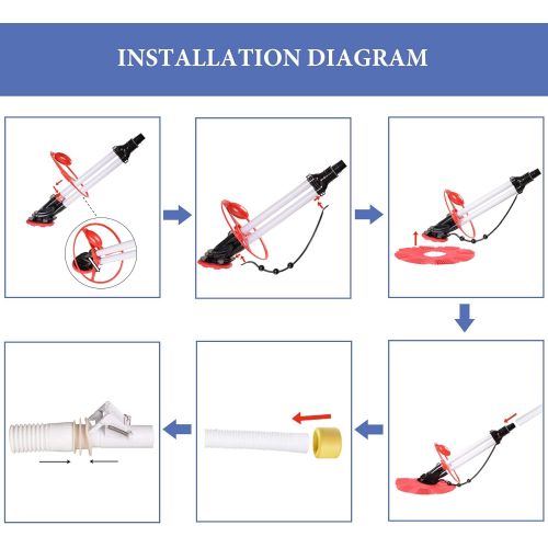  Yescom Inground Above Ground Automatic Swimming Pool Cleaner Climb Wall Floor Pool Sweeper Suction Side Vacuum 10x Hose