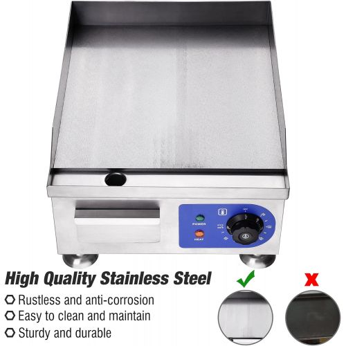  Yescom 1500W 14 Electric Countertop Griddle Flat Top Commercial Restaurant BBQ Grill