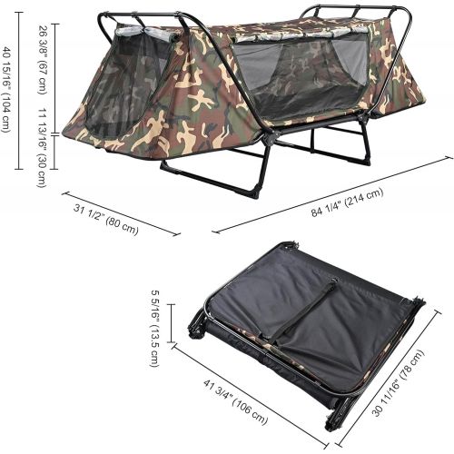  Yescom Single Tent Cot Folding Portable Waterproof Camping Hiking Bed Rain Fly Bag, Camouflage