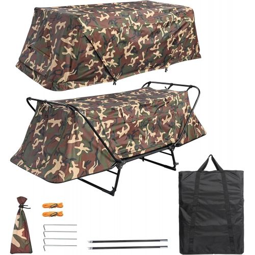  Yescom Single Tent Cot Folding Portable Waterproof Camping Hiking Bed Rain Fly Bag, Camouflage