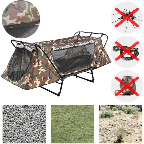  Yescom Single Tent Cot Folding Portable Waterproof Camping Hiking Bed Rain Fly Bag, Camouflage