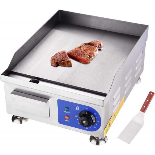  [아마존베스트]Yescom 1500W 14 Electric Countertop Griddle Stainless steel Adjustable Temp Control Commercial Restaurant Grill