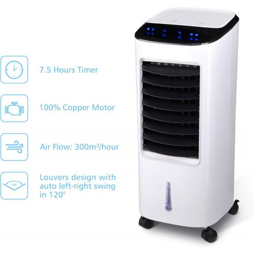  Yescom 65W 3-in-1 Portable Evaporative Air Cooler, 29inch Cooling Fan Humidifier with 7L Water Tank Remote Control 4 Ice Packs