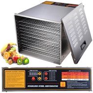 Yescom 1200W 10 Tray Stainless Steel Digital Food Jerky Fruit Dehydrator with 10 Stainless Steel Shelves Digital Timer