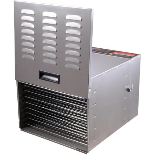  Yescom 1200W 10 Tray Stainless Steel Digital Food Jerky Fruit Dehydrator with 10 Stainless Steel Shelves Digital Timer